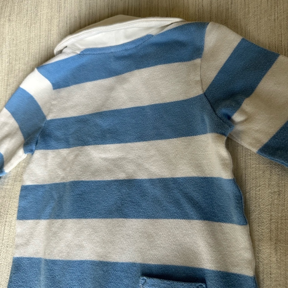 Janie and Jack Blue and White Striped Romper, Size 12-18mo - Picture 10 of 14